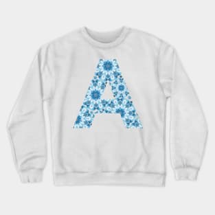 Floral Mandala Capital Letter A blue Crewneck Sweatshirt